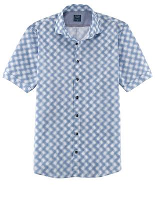 Рубашка мужская летняя с голубым рисунком OLYMP