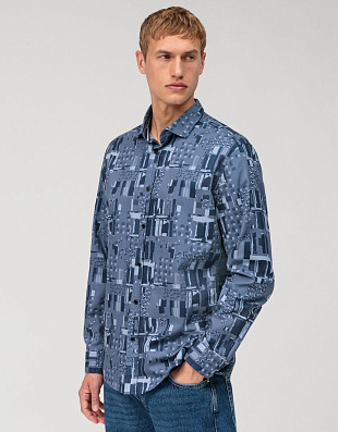 Рубашка мужская с принтом хлопковая OLYMP Casual, фактурная ткань | купить в интернет-магазине Olymp-Men