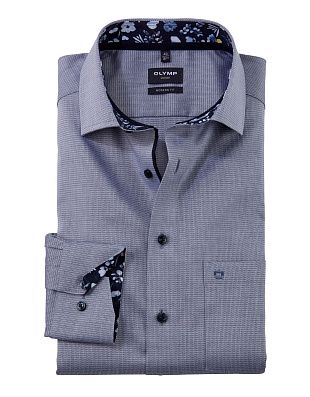Рубашка синяя фактурная OLYMP Luxor, modern fit на высокий рост | купить в интернет-магазине Olymp-Men