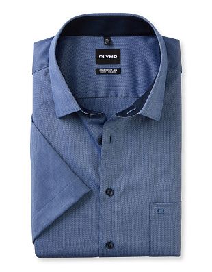 Рубашка синяя мужская OLYMP Luxor Big с коротким рукавом | купить в интернет-магазине Olymp-Men