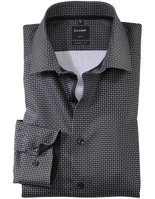 Рубашка мужская чёрная с рисунком OLYMP Luxor, modern fit | купить в интернет-магазине Olymp-Men