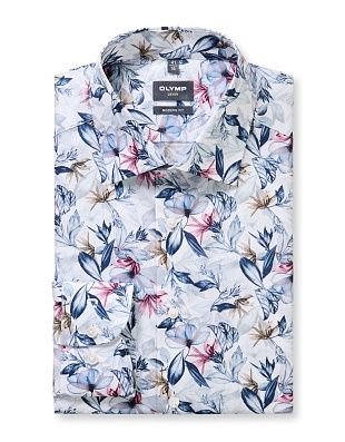 Рубашка с цветочным принтом OLYMP Luxor полуприлегающая | купить в интернет-магазине Olymp-Men