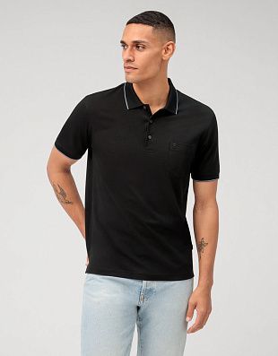 Поло мужское Olymp, чёрное с полосками на воротнике | купить в интернет-магазине Olymp-Men