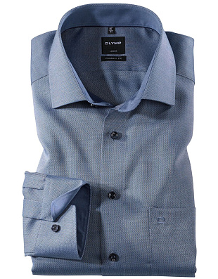 Деловая синяя рубашка OLYMP Modern fit, фактурная | купить в интернет-магазине Olymp-Men