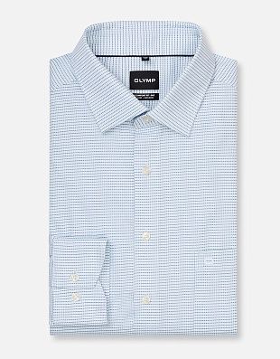 Сорочка классическая с голубым принтом Olymp Luxor Big, прямой крой | купить в интернет-магазине Olymp-Men