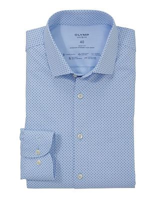 Рубашка мужская голубая в горох OLYMP, body fit, климат-контроль | купить в интернет-магазине Olymp-Men