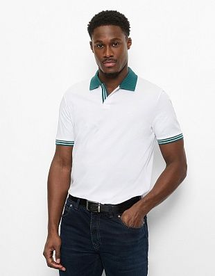 Поло мужское белое с зелёным воротником Olymp | купить в интернет-магазине Olymp-Men