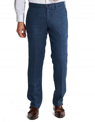 Льняные синие брюки w.Wegener, мод.Conti | купить в интернет-магазине Olymp-Men