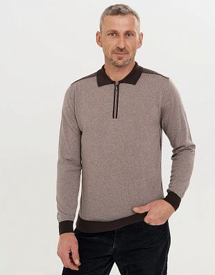 Поло коричневое с тёмным воротником на молнии Gratude | купить в интернет-магазине Olymp-Men