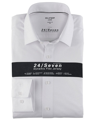 Белая трикотажная рубашка Olymp 24/7, modern fit | купить в интернет-магазине Olymp-Men