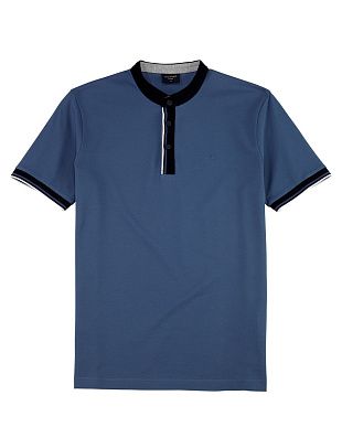 Поло мужское голубое Olymp с воротником-стойкой | купить в интернет-магазине Olymp-Men