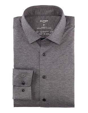 Рубашка серая трикотажная OLYMP Luxor 24/7, modern fit, на рост выше 186 | купить в интернет-магазине Olymp-Men