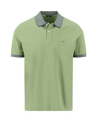 Поло мужское зелёное с синим воротником Fynch-Hatton | купить в интернет-магазине Olymp-Men