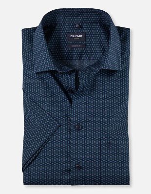 Рубашка с коротким рукавом с рисунком OLYMP Luxor, modern fit
