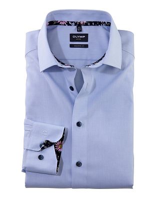 Рубашка голубая мужская OLYMP Luxor, modern fit, на высокий рост | купить в интернет-магазине Olymp-Men