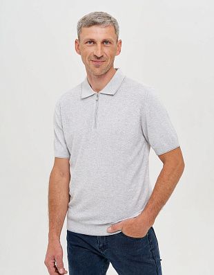 Поло серое мужское вязаное на молнии Gratude | купить в интернет-магазине Olymp-Men