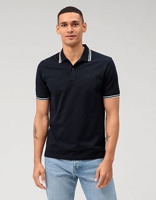 Поло синее Olymp с полосками на воротнике | купить в интернет-магазине Olymp-Men