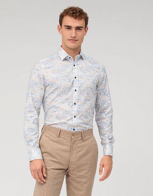 Рубашка мужская OLYMP Level Five, body fit с принтом | купить в интернет-магазине Olymp-Men