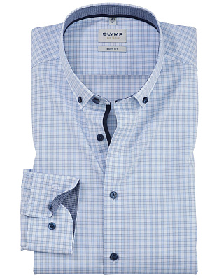 Рубашка мужская в клетку с пуговицами на воротнике OLYMP, body fit | купить в интернет-магазине Olymp-Men