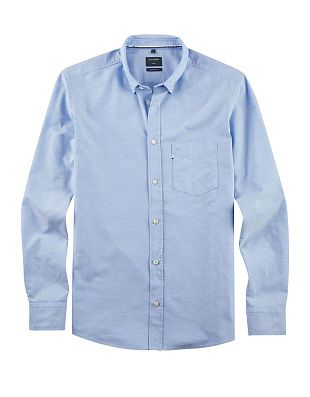 Рубашка голубая мужская OLYMP с карманом, пуговицы на воротнике | купить в интернет-магазине Olymp-Men