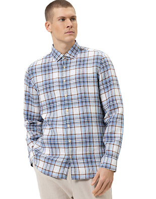 Льняная рубашка в клетку мужская OLYMP, body fit | купить в интернет-магазине Olymp-Men