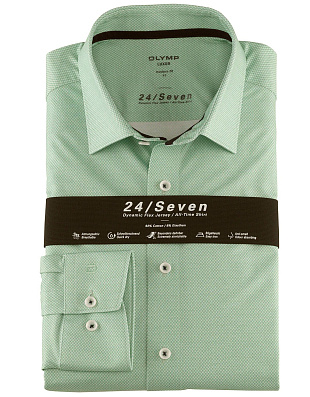 Трикотажная зелёная рубашка OLYMP 24/7, modern fit | купить в интернет-магазине Olymp-Men