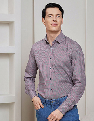 Рубашка классическая OLYMP в клетку, body fit | купить в интернет-магазине Olymp-Men