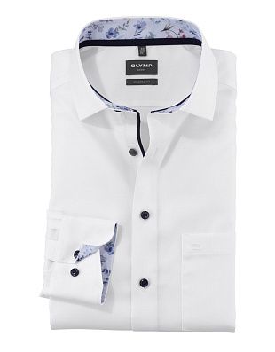 Рубашка белая мужская фактурная OLYMP Luxor, modern fit | купить в интернет-магазине Olymp-Men