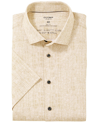 Рубашка мужская трикотажная жёлтая OLYMP 24/7, body fit