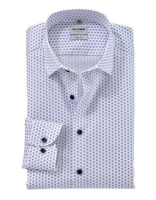 Рубашка мужская с синим принтом OLYMP, body fit на высокий рост | купить в интернет-магазине Olymp-Men