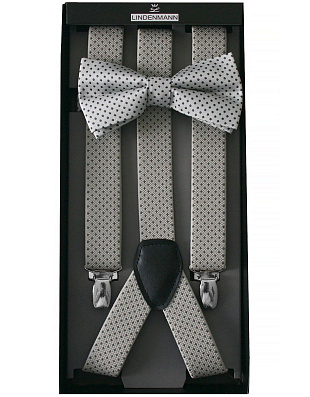 Подтяжки + галстук-бабочка серые с рисунком | купить в интернет-магазине Olymp-Men