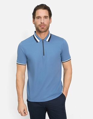 Поло мужское голубое на молнии Olymp | купить в интернет-магазине Olymp-Men