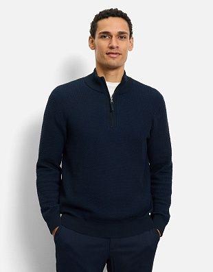 Свитер синий хлопковый с воротником на молнии Olymp | купить в интернет-магазине Olymp-Men