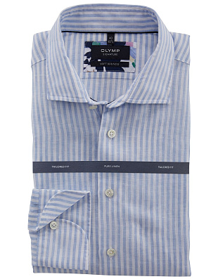 Рубашка льняная мужская в голубую полоску OLYMP Signature