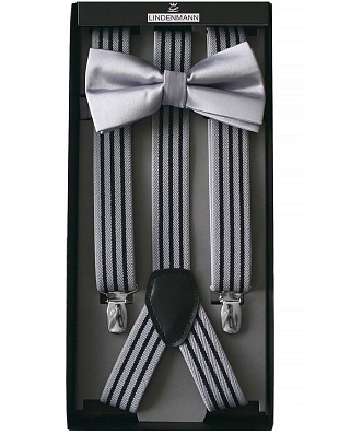 Подтяжки, бабочка серые Lindenmann, комплект | купить в интернет-магазине Olymp-Men