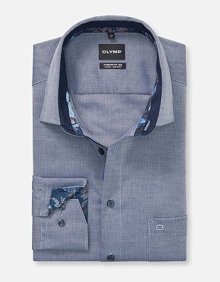 Рубашка классическая синяя Olymp Luxor Big, прямой крой | купить в интернет-магазине Olymp-Men