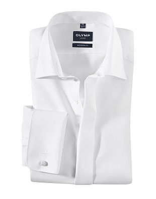 Сорочка белая мужская с потайной планкой Olymp Luxor, modern fit