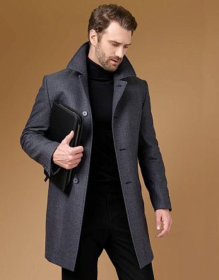 Пальто мужское утепленное с английским воротником | купить в интернет-магазине Olymp-Men