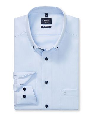 Рубашка голубая с синими пуговицами OLYMP Luxor, modern fit | купить в интернет-магазине Olymp-Men
