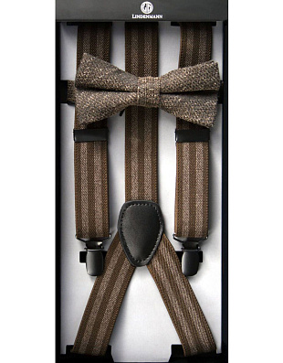 Комплект подтяжки в коричневую полоску + бабочка | купить в интернет-магазине Olymp-Men