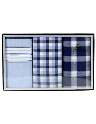 Платки носовые в сине-голубую клетку, 3 шт. | купить в интернет-магазине Olymp-Men