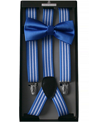 Подтяжки, бабочка голубые Lindenmann, комплект | купить в интернет-магазине Olymp-Men