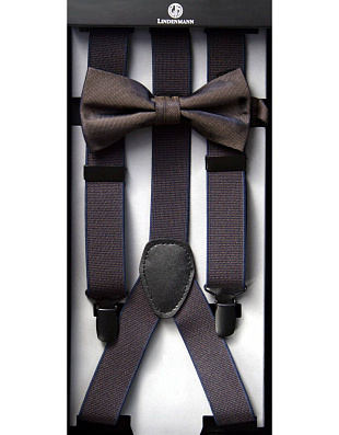 Комплект коричневый подтяжки+бабочка Lindenmann | купить в интернет-магазине Olymp-Men