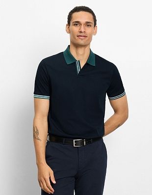 Поло мужское синее с зелёным воротником Olymp | купить в интернет-магазине Olymp-Men