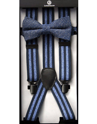 Комплект подтяжки в синюю полоску + бабочка | купить в интернет-магазине Olymp-Men