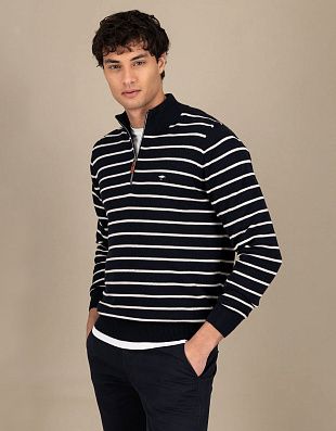 Свитер мужской в полоску на молнии Fynch-Hatton | купить в интернет-магазине Olymp-Men