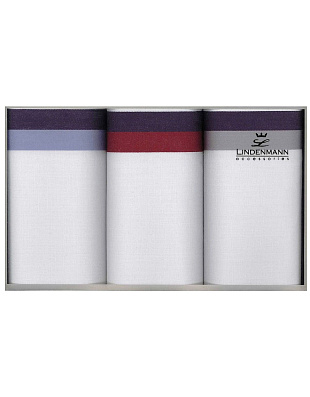 Платки носовые белые с цветной каймой, 3 шт. | купить в интернет-магазине Olymp-Men