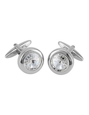 Запонки Lindenmann круглые с белым кристаллом | в интернет-магазине Olymp-Men