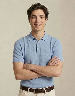 Поло мужское вязаное голубое Fynch-Hatton | купить в интернет-магазине Olymp-Men