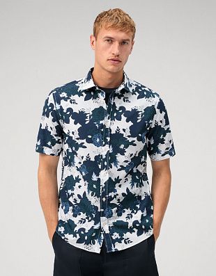 Рубашка мужская OLYMP Casual с синими цветами